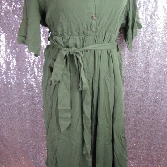 NWT BloomChic button front short sleeve belted dress 12/ L - Picture 6 of 9